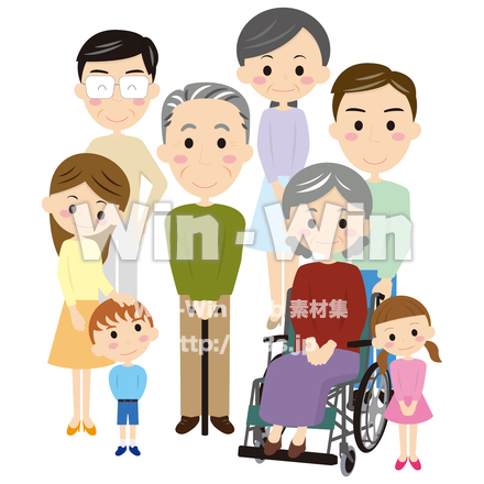 3世代家族+友人のCG・イラスト素材 W-028264