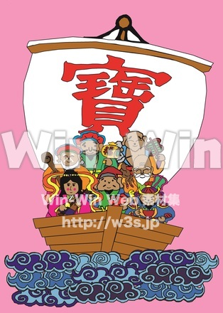 宝船に乗った七福神のCG・イラスト素材 W-028022