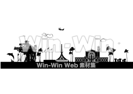 グアムの観光地のシルエット素材 W-029543