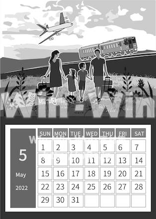 ゴールデンウィークのシルエット素材 W-028764