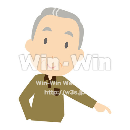 指をさす高齢者のCG・イラスト素材 W-028020