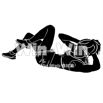 ストレッチをする女性のシルエット素材 W-029538