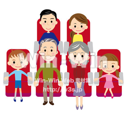 家族で映画や演劇を見る（客席）のCG・イラスト素材 W-028819