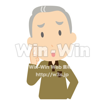 困り顔の高齢者のCG・イラスト素材 W-028018