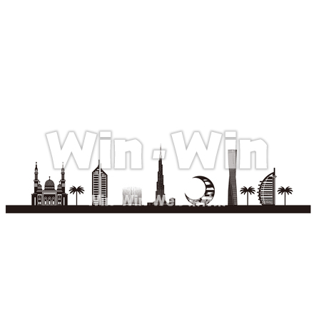 ドバイの街並みのシルエット素材 W-029318