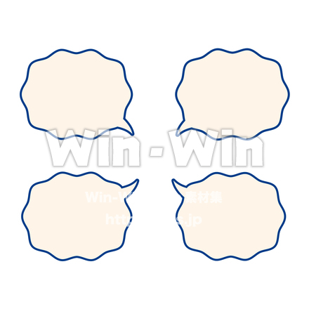 フチ付き波線吹き出しのCG・イラスト素材 W-029600