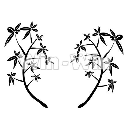 パキラ花輪のシルエット素材 W-029653