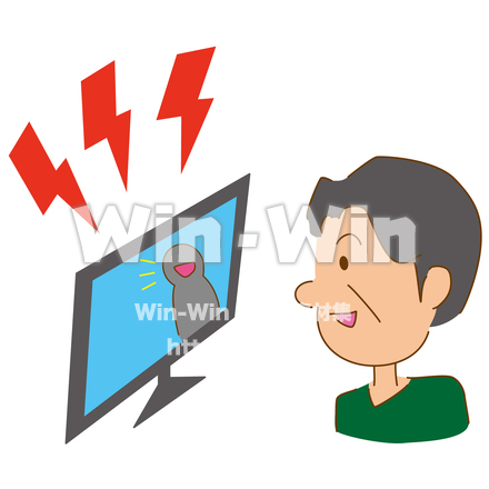 テレビを観ているおじいさんのCG・イラスト素材 W-028130