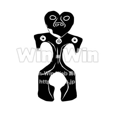 ハート型土偶のシルエット素材 W-029989