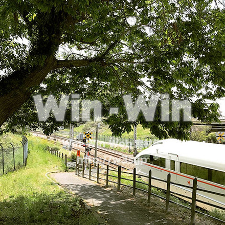 踏切を通過するロマンスカーの写真素材 W-028894