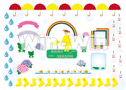 梅雨の素材セットのCG・イラスト素材 W-028350