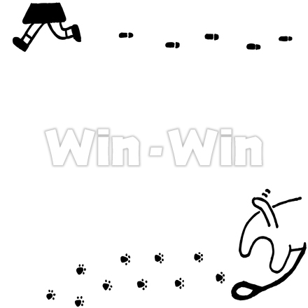 ライブトレース（フレーム・飼い犬を探す女の子と気ままな犬）のシルエット素材 W-029842