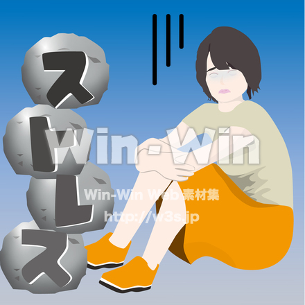 ストレスを抱える女性のCG・イラスト素材 W-028730