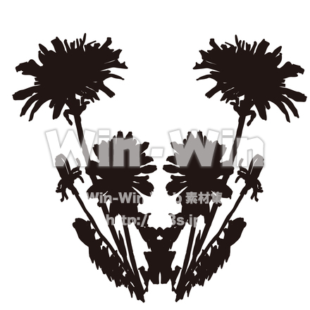 たんぽぽのシルエット素材 W-029539