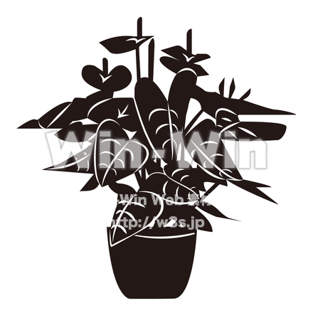 アンスリウムアラバマのシルエット素材 W-029224