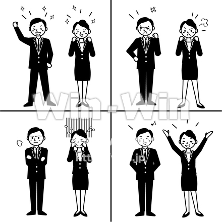 喜怒哀楽のシルエット素材 W-029549