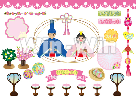 ひな祭りのパーツセットのCG・イラスト素材 W-028555