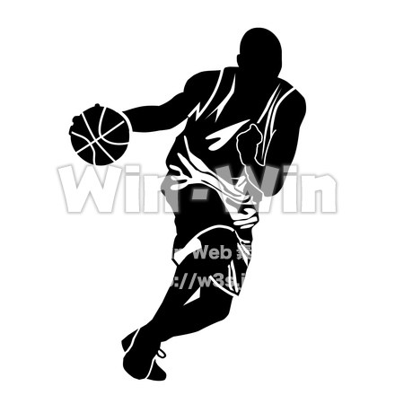 バスケット_ドリブルのシルエット素材 W-029814