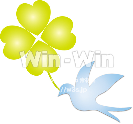 鳥とクローバーのCG・イラスト素材 W-028651