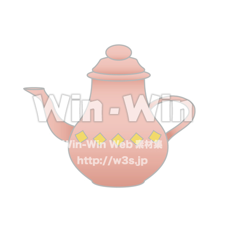ティーポット（ピンク）のCG・イラスト素材 W-028006