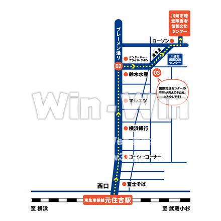 川崎市聴覚障害者情報文化センター_地図のCG・イラスト素材 W-029601