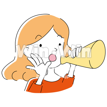 スピーカーを持つ女性のCG・イラスト素材 W-028412