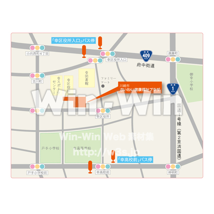 地図　さいわい健康福祉プラザのCG・イラスト素材 W-029362