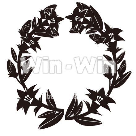 リンドウ花輪シルエットのシルエット素材 W-029242