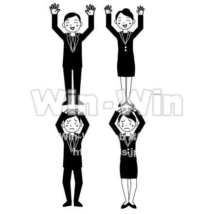 サラリーマンのポーズのシルエット素材 W-028568