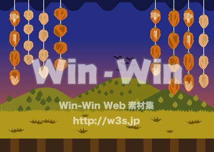 農村の干し柿干し風景のCG・イラスト素材 W-028667