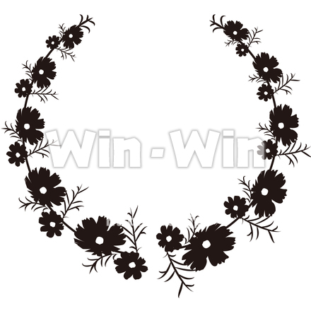 コスモス花輪のシルエット素材 W-029992