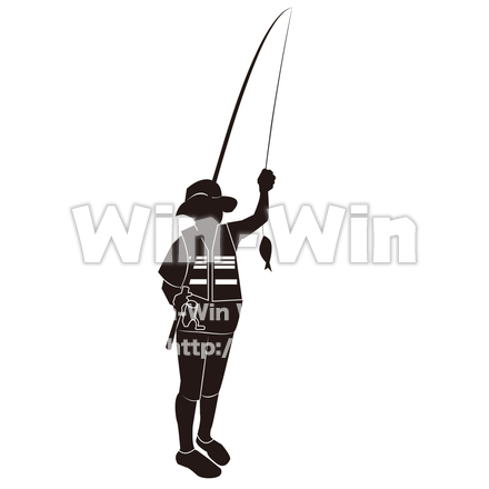 釣りをしている人のシルエット素材 W-029202