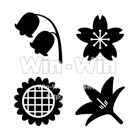 花シルエットのシルエット素材 W-028710