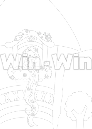 ラプンツェル　ぬり絵のCG・イラスト素材 W-028095