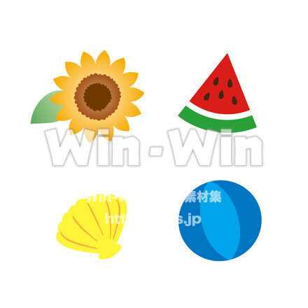 夏のイラスト４点セットのCG・イラスト素材 W-030876