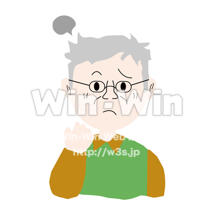 困り顔のお爺さんのCG・イラスト素材 W-030036