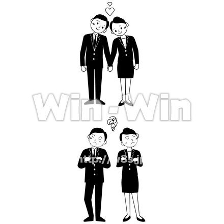 仲良しサラリーマン・意見の相違サラリーマンのシルエット素材 W-030280