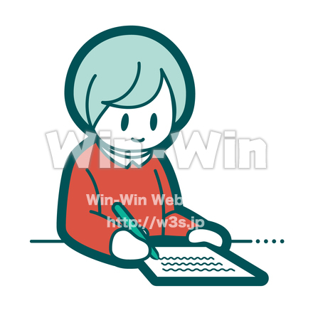 手書きをする人のCG・イラスト素材 W-030636