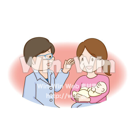 赤ちゃんの受診イラストのCG・イラスト素材 W-030646