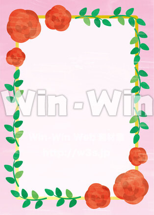 水彩風　花フレームのCG・イラスト素材 W-030602