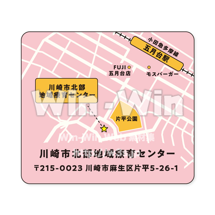 五月台〜川崎市北部地域領域センター_地図のCG・イラスト素材 W-030056
