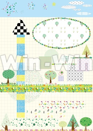 パターン利用とイラストを組み合わせ参考素材のCG・イラスト素材 W-030549