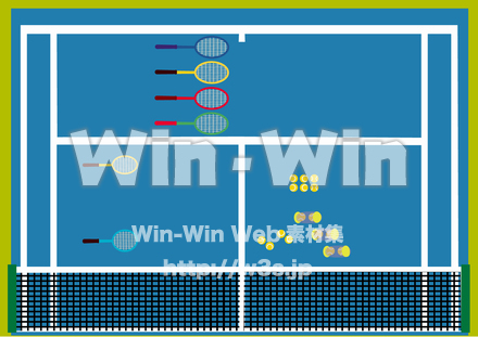 テニスコートとラケットボールのCG・イラスト素材 W-030135