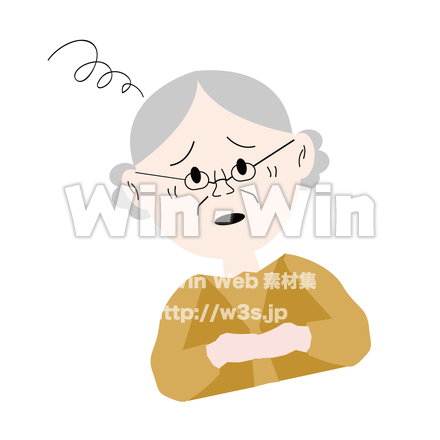 困り顔のお婆さんのCG・イラスト素材 W-030035