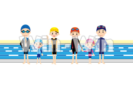 スイミングウェアの家族のCG・イラスト素材 W-030018