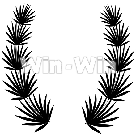 シュロの花輪のシルエット素材 W-030880