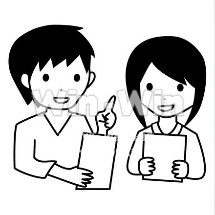 仕事をする男女のシルエット素材 W-019355