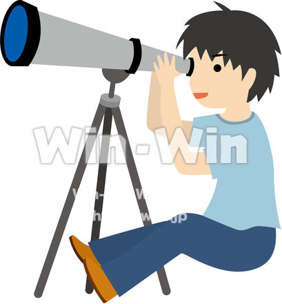 天体観測をする男の子のCG・イラスト素材 W-019110