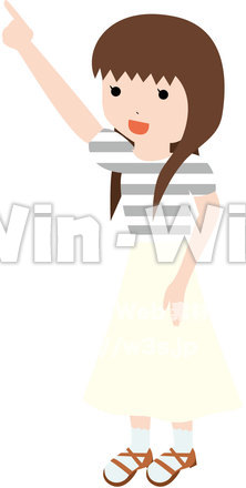 指をさす女の子のCG・イラスト素材 W-019108