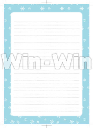 雪の結晶柄便箋のCG・イラスト素材 W-019532